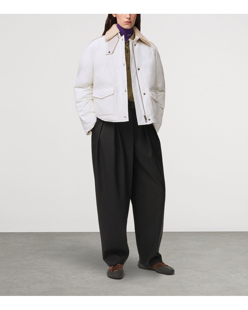Loewe White Shearling-Collar Field Jacket