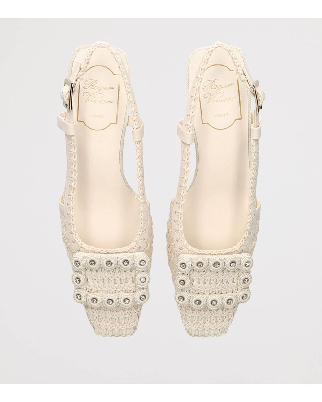 Roger Vivier Natural Crochet Belle Vivier Slingback Pumps 45