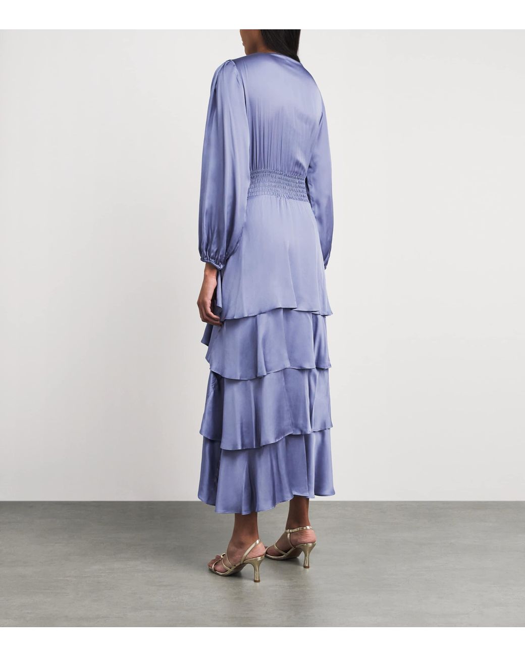 Maje Blue Ruffled Midi Dress