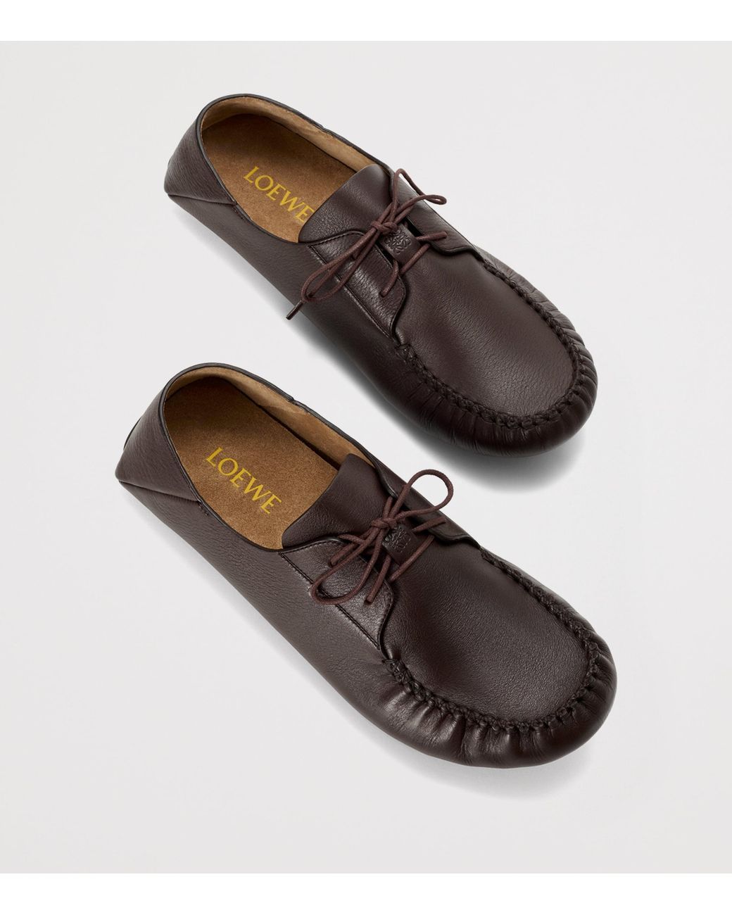 Loewe Brown Leather Rambla Boat Shoes for men
