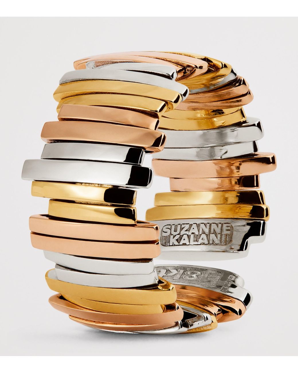 Suzanne Kalan Three-Tone Golden Jagged Wide Band in Natural | Lyst UK