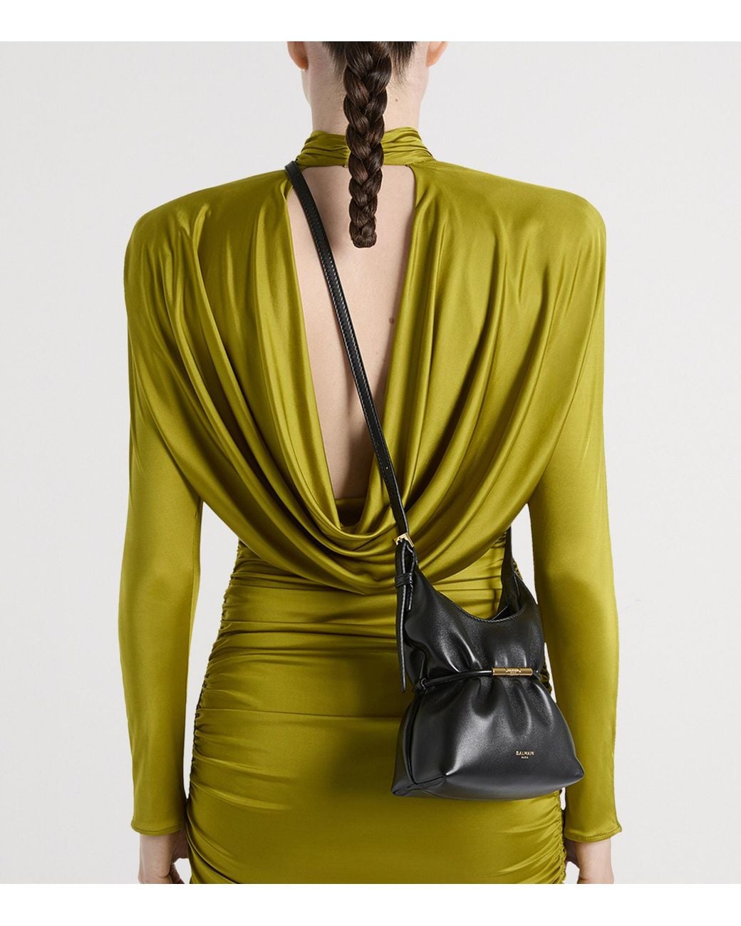 Balmain Black Mini Leather Sphynx Shoulder Bag