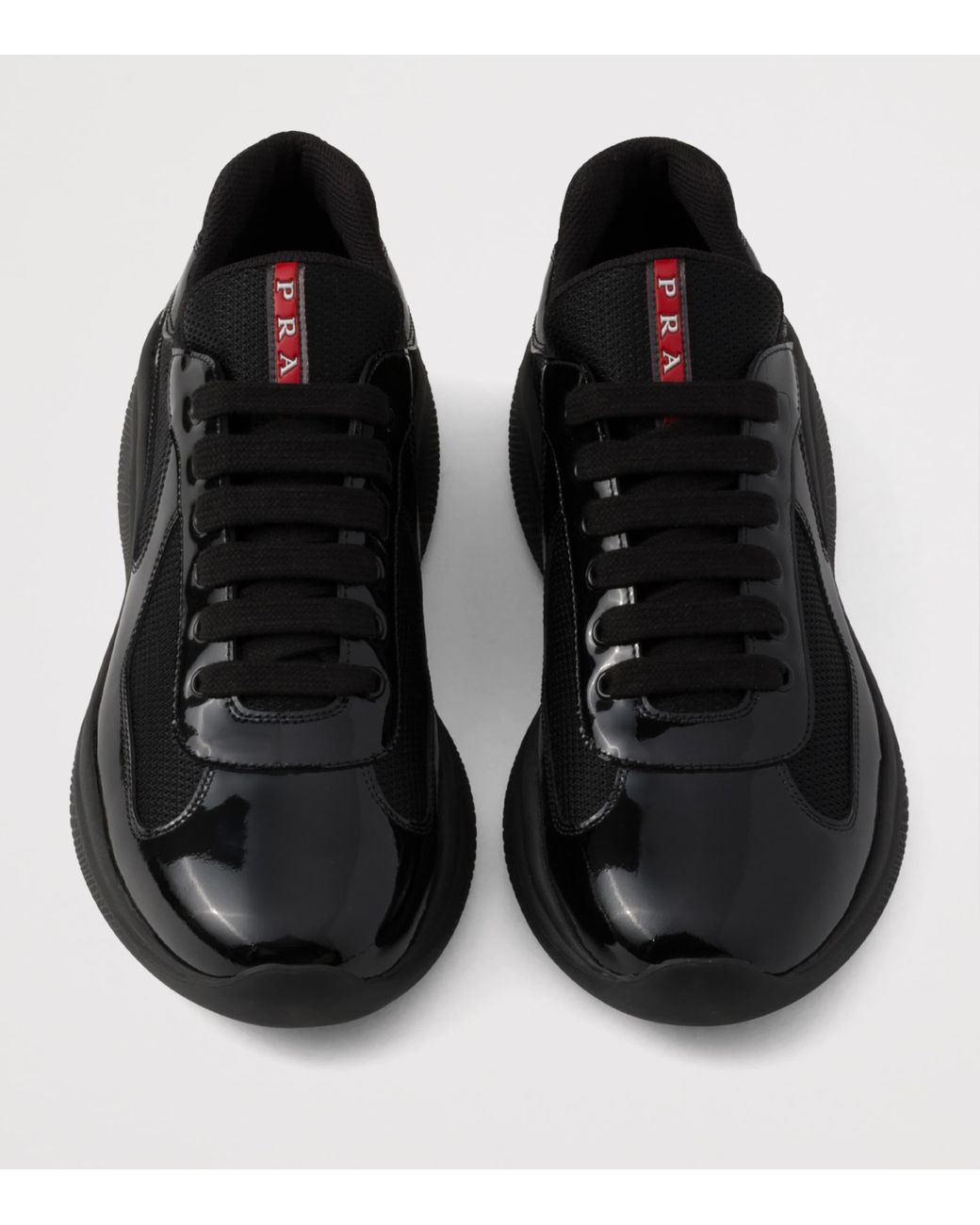 Prada Black Patent Leather-Blend America's Cup Sneakers for men