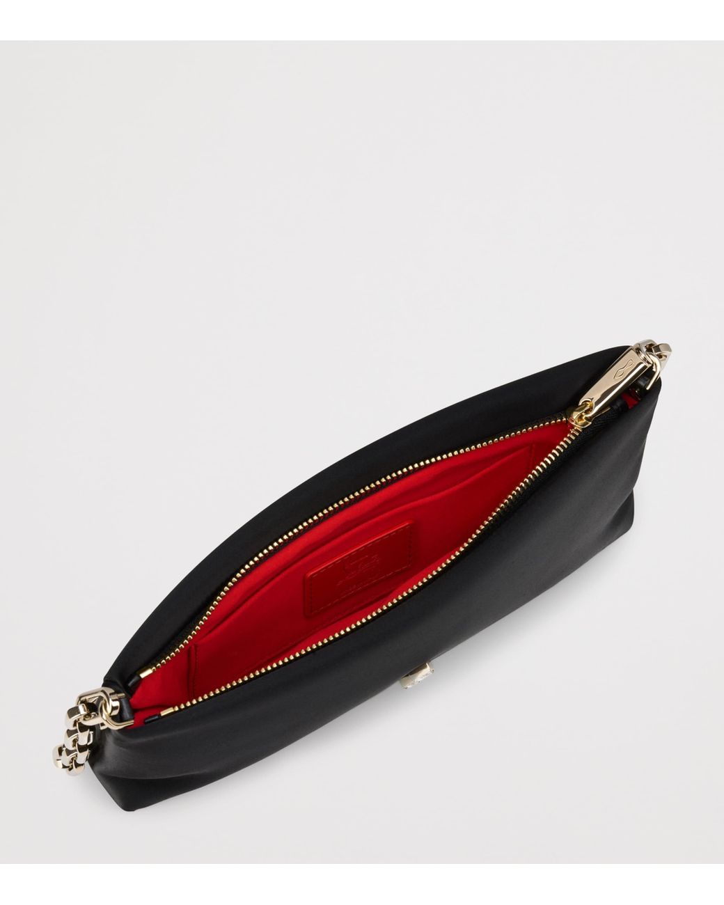 Christian Louboutin Black Maykimay Chain Pouch Neoprene Satin Clutch Bag