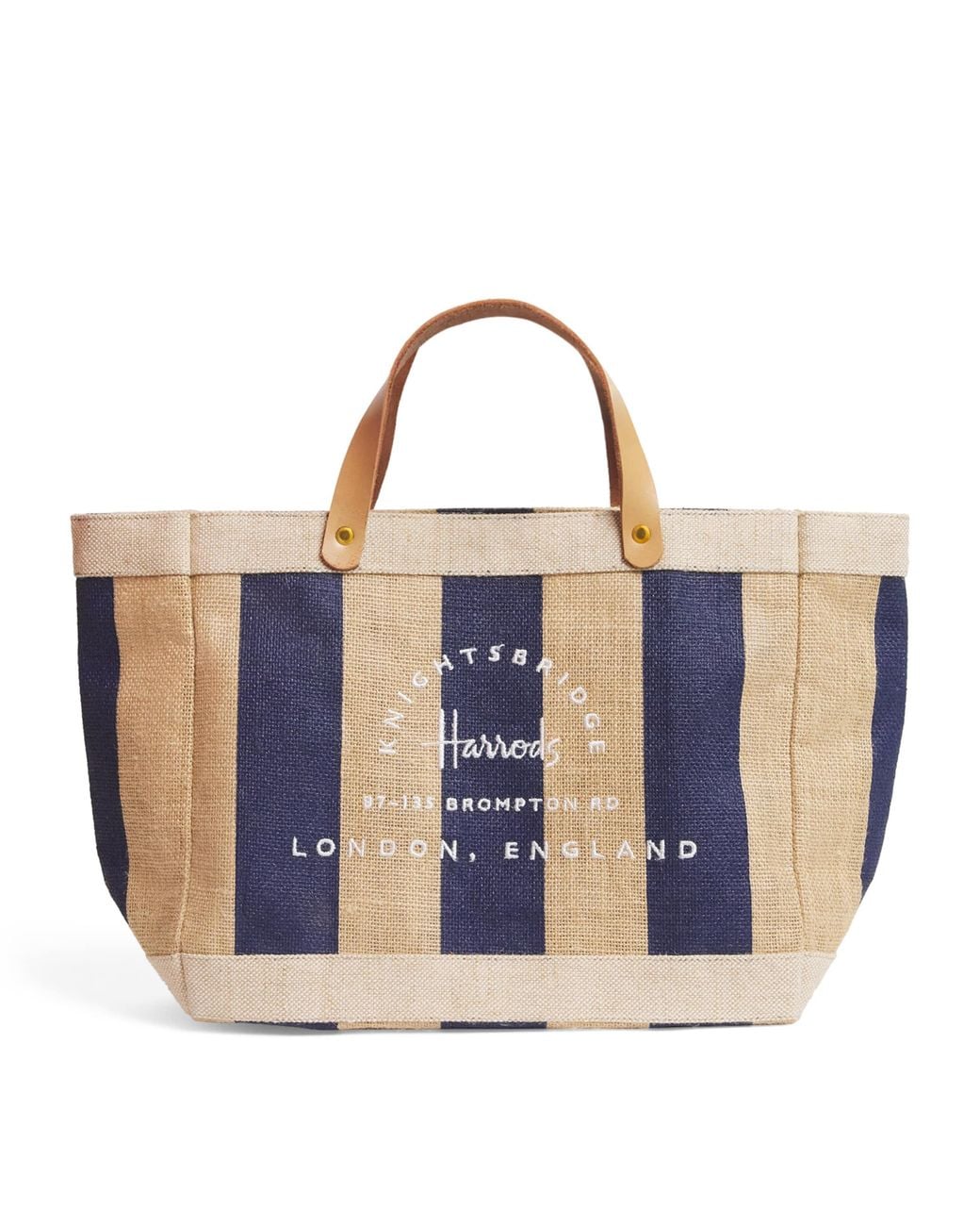 Harrods Blue Small Canvas Stripe Knightsbridge Shopper Bag