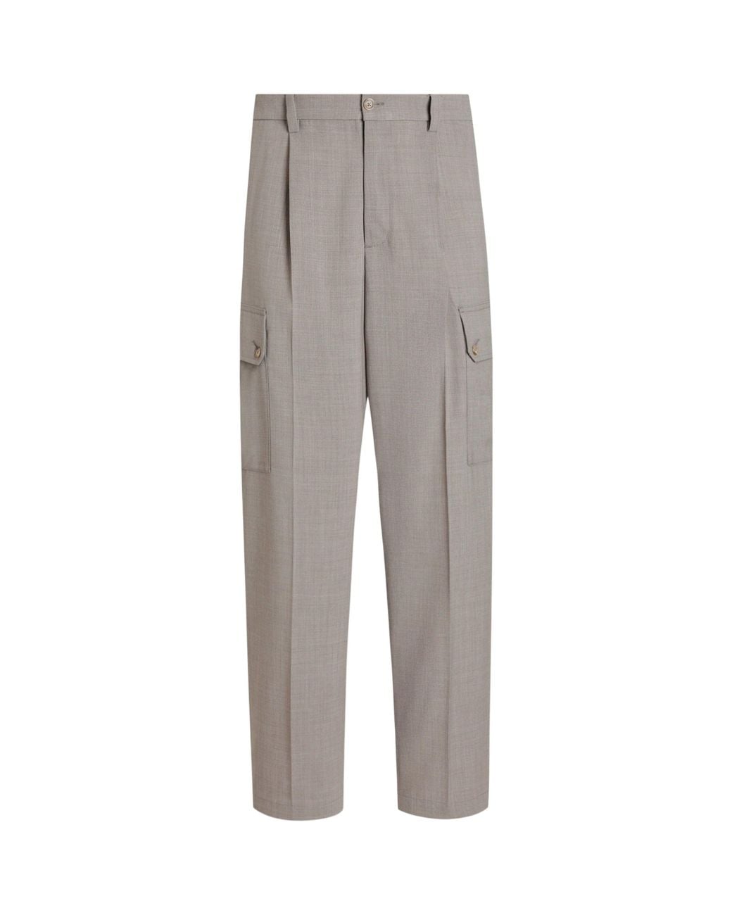 Dolce & Gabbana Gray Virgin Wool Cargo Trousers for men