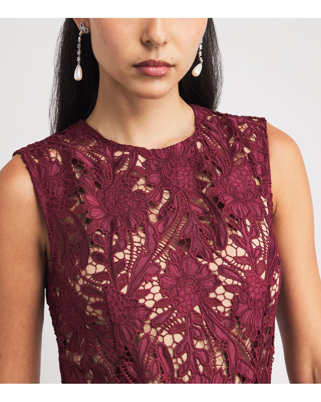 chinese dress ladies Self-Portrait - Burgundy Lace Satin Maxi Dress main image 1