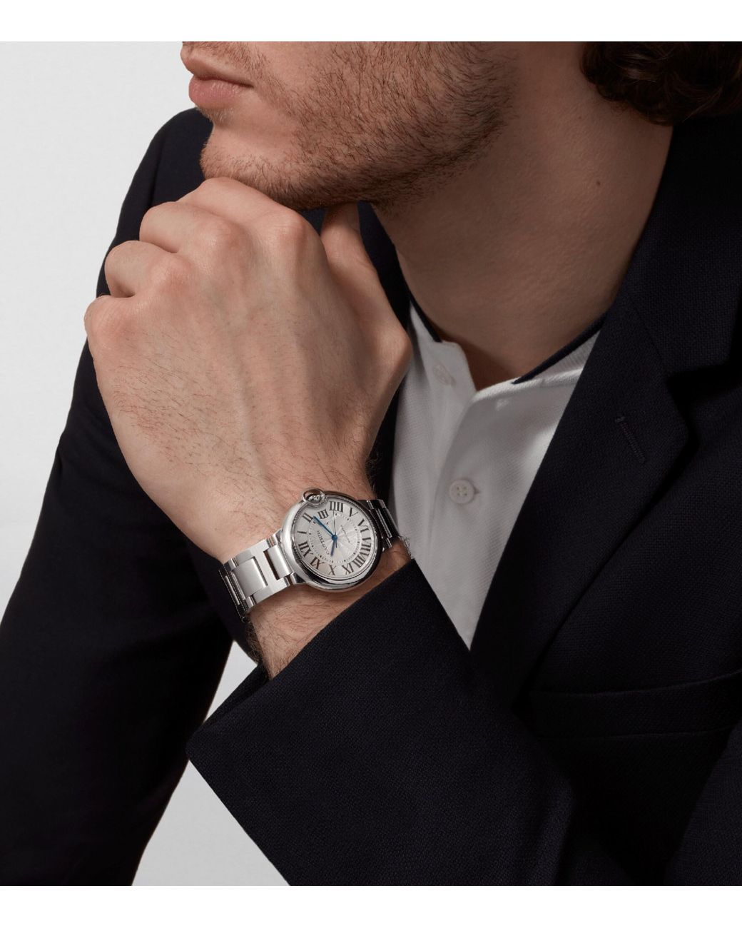 Cartier Metallic Stainless Steel Ballon Bleu De Watch 36.6Mm