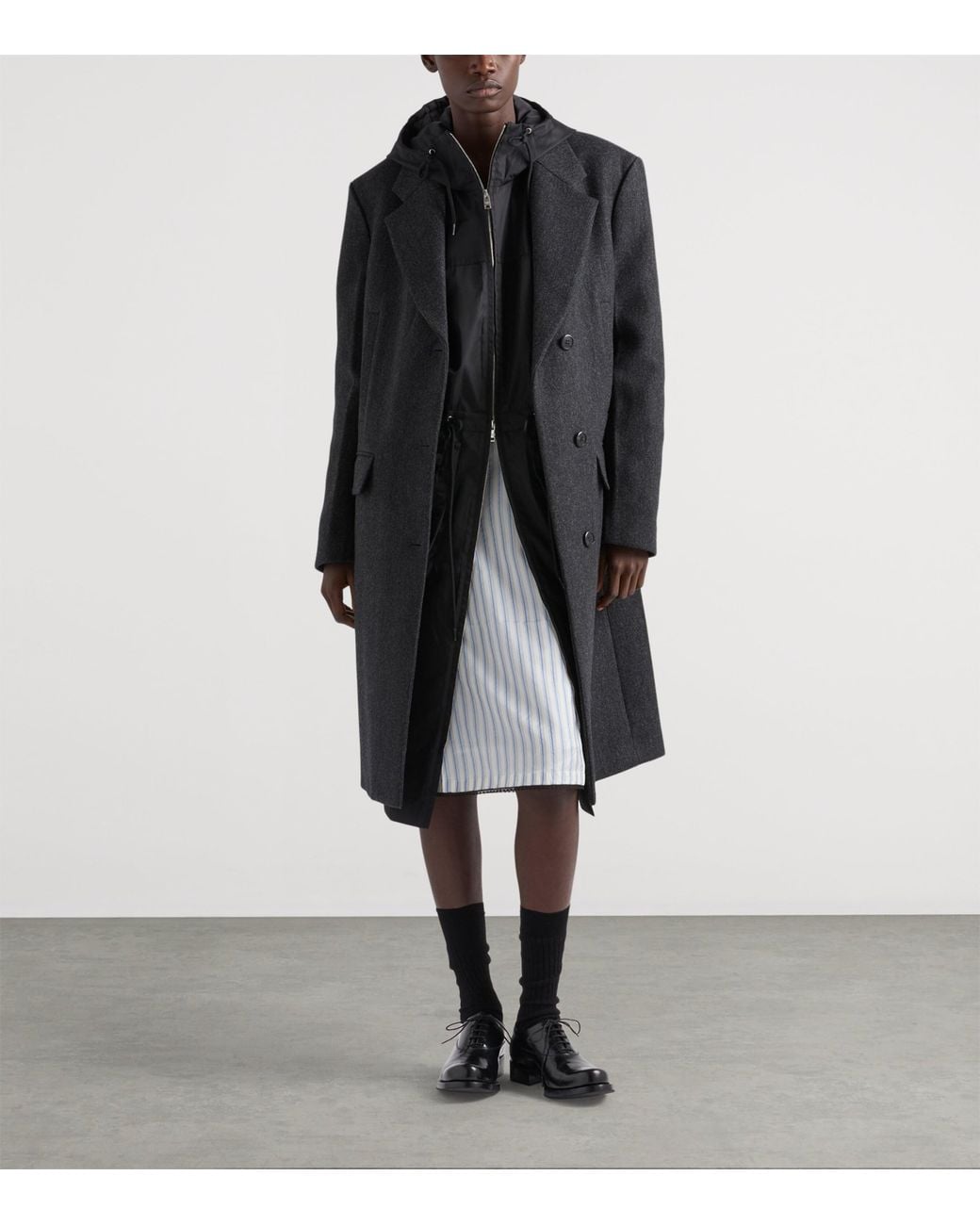 Prada Black Re-Nylon Longline Rain Jacket