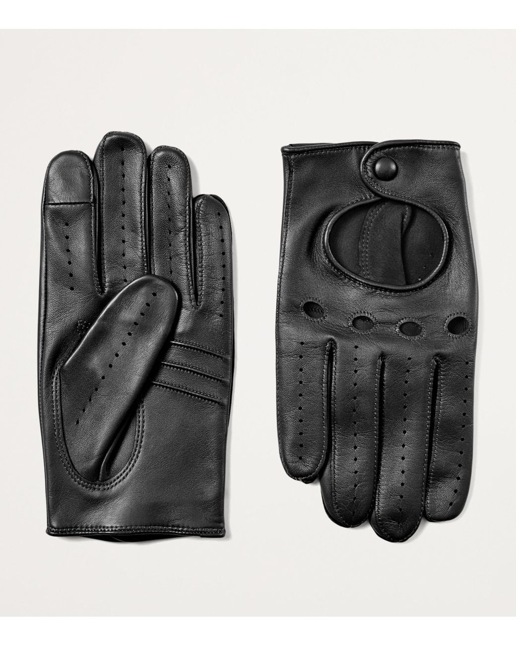 Aspinal Black Nappa Leather Driving Gloves for men