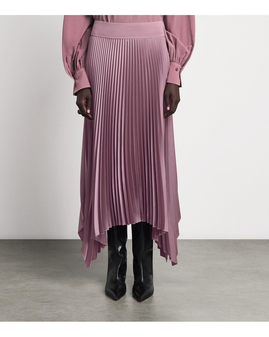 Joseph Purple Plissé Ade Midi Skirt