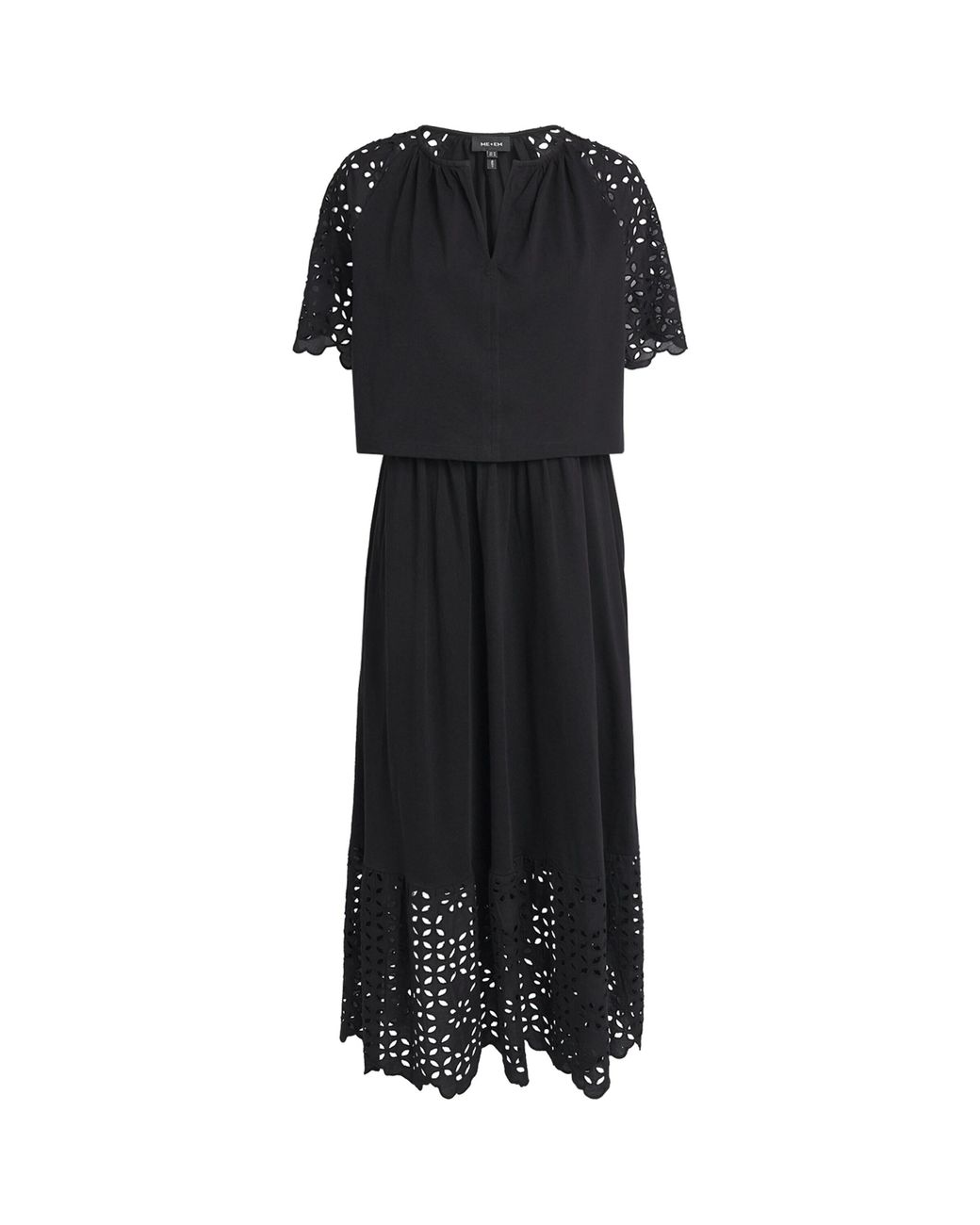 ME+EM Black Broderie Anglaise 2-In-1 Maxi Dress