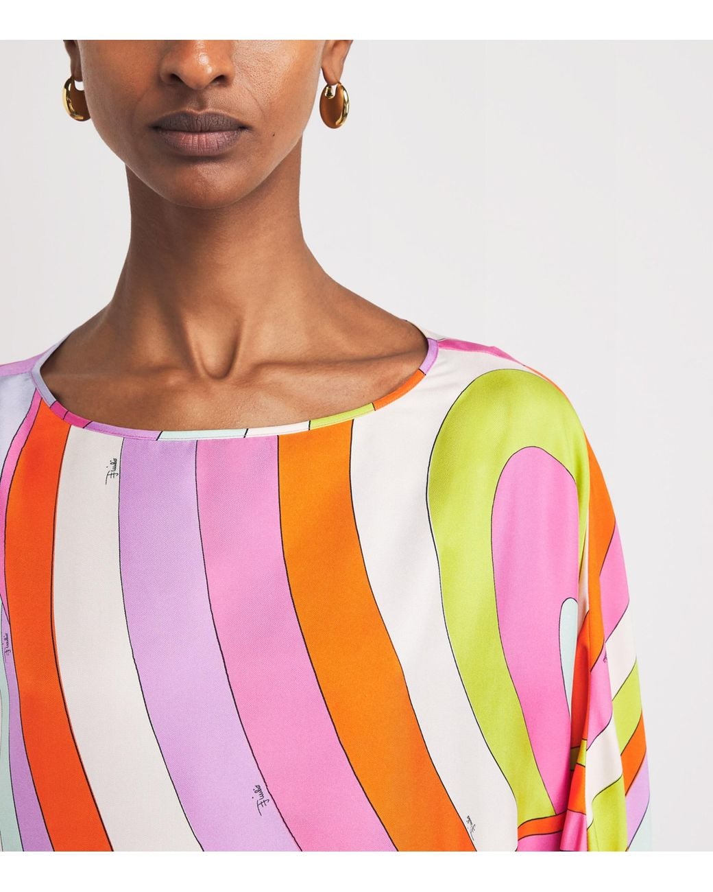 Emilio Pucci Pink Silk Printed Kaftan Mini Dress