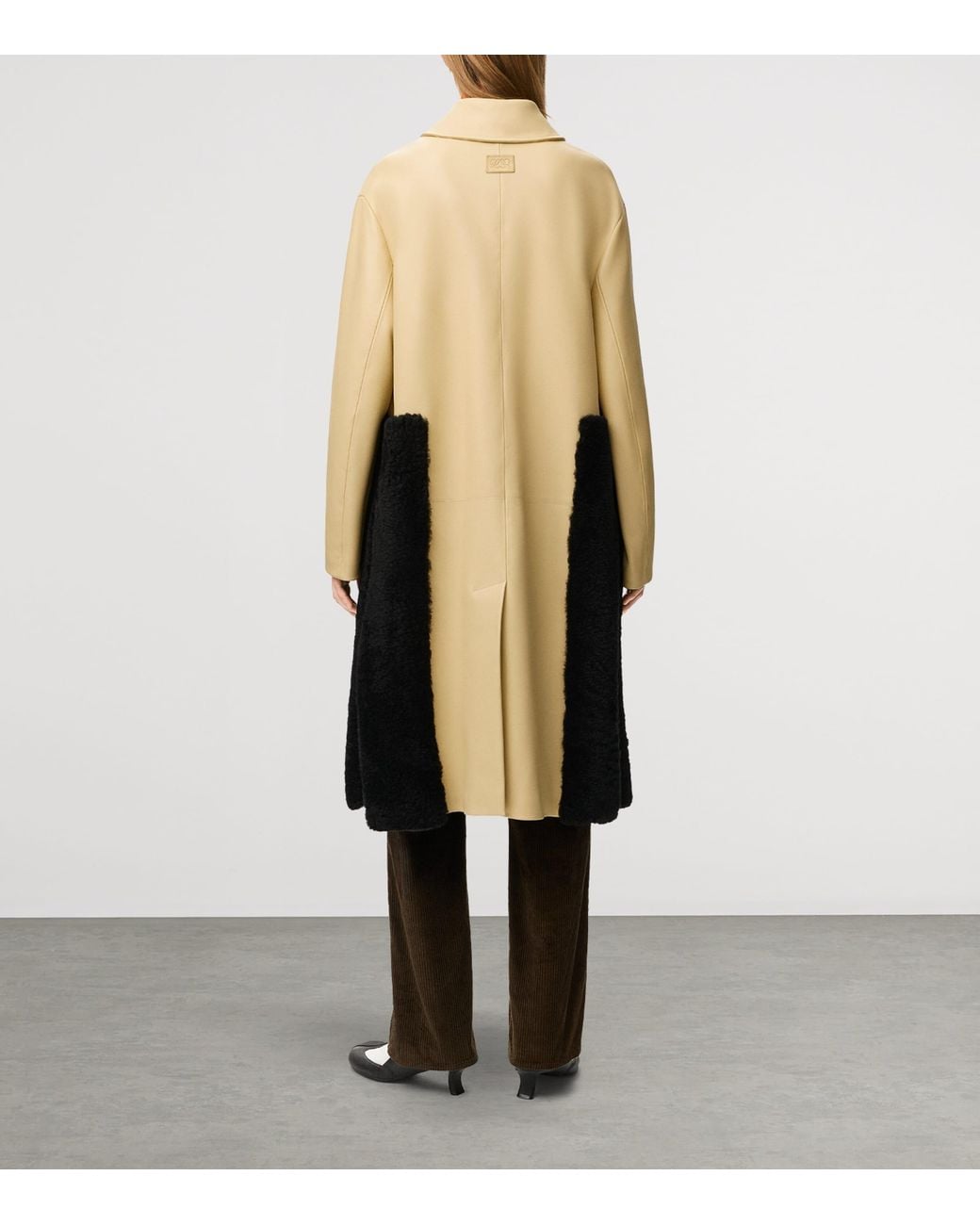 Loewe Natural Nappa Lambskin Shearling-Trim Coat