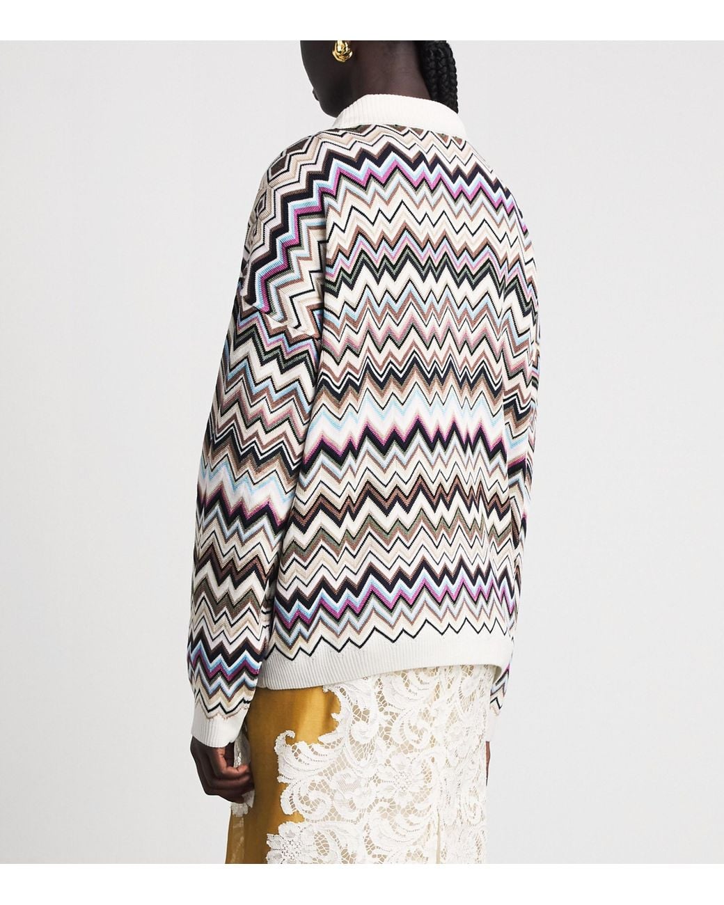 Missoni White Chevron V-Neck Cardigan