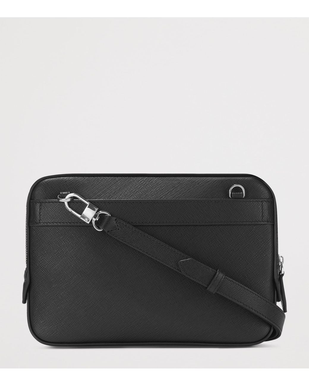 Montblanc Black Mini Leather Sartorial Messenger Bag for men