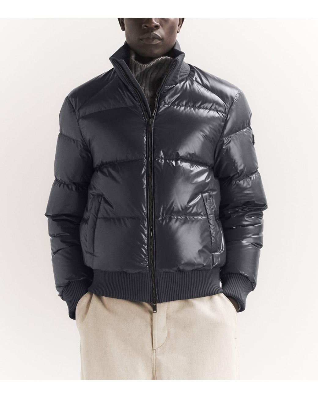Moose Knuckles Gray Down Kings Bomber Jacket for men
