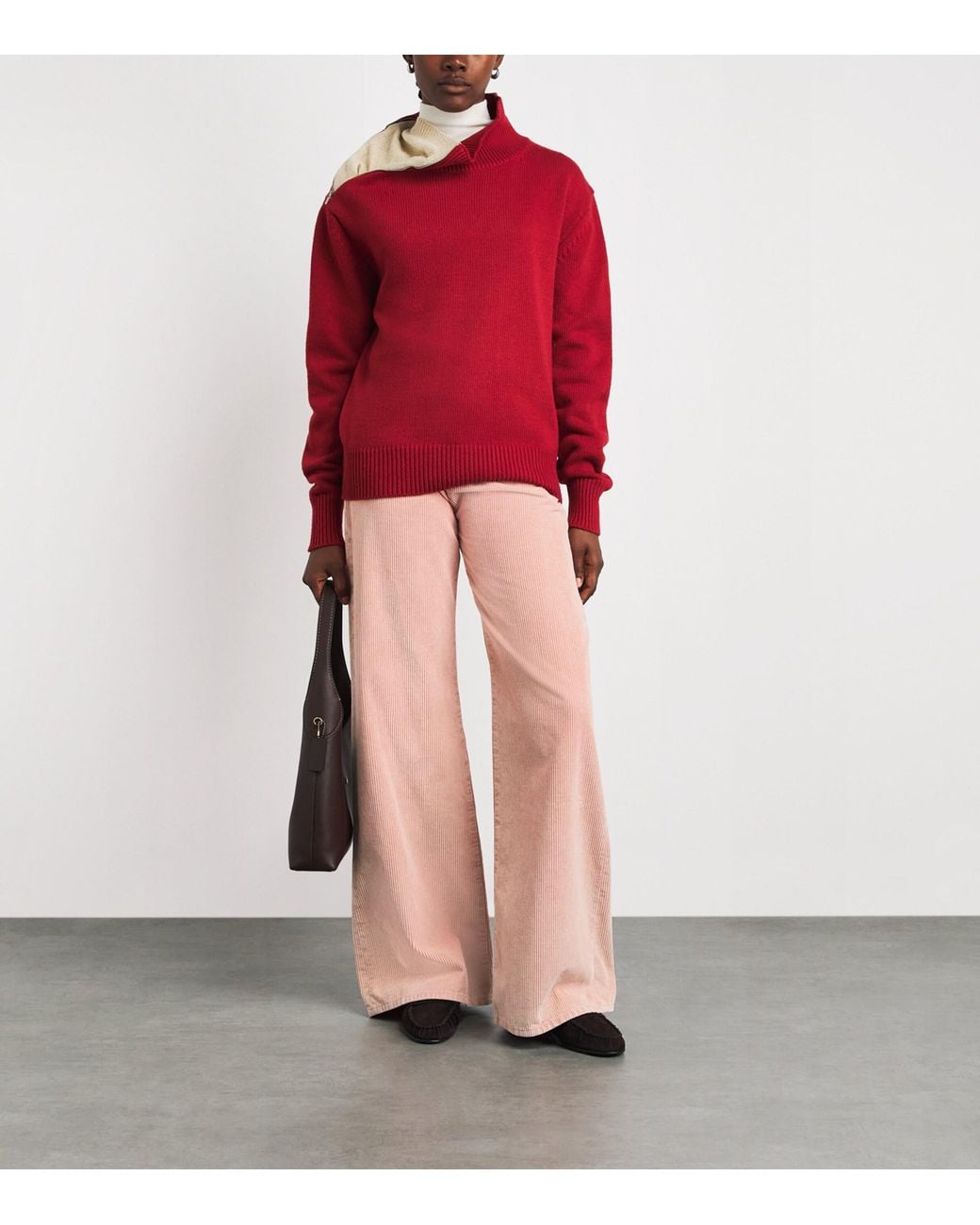 7 For All Mankind Pink Corduroy Lotta Wide-Leg Trousers