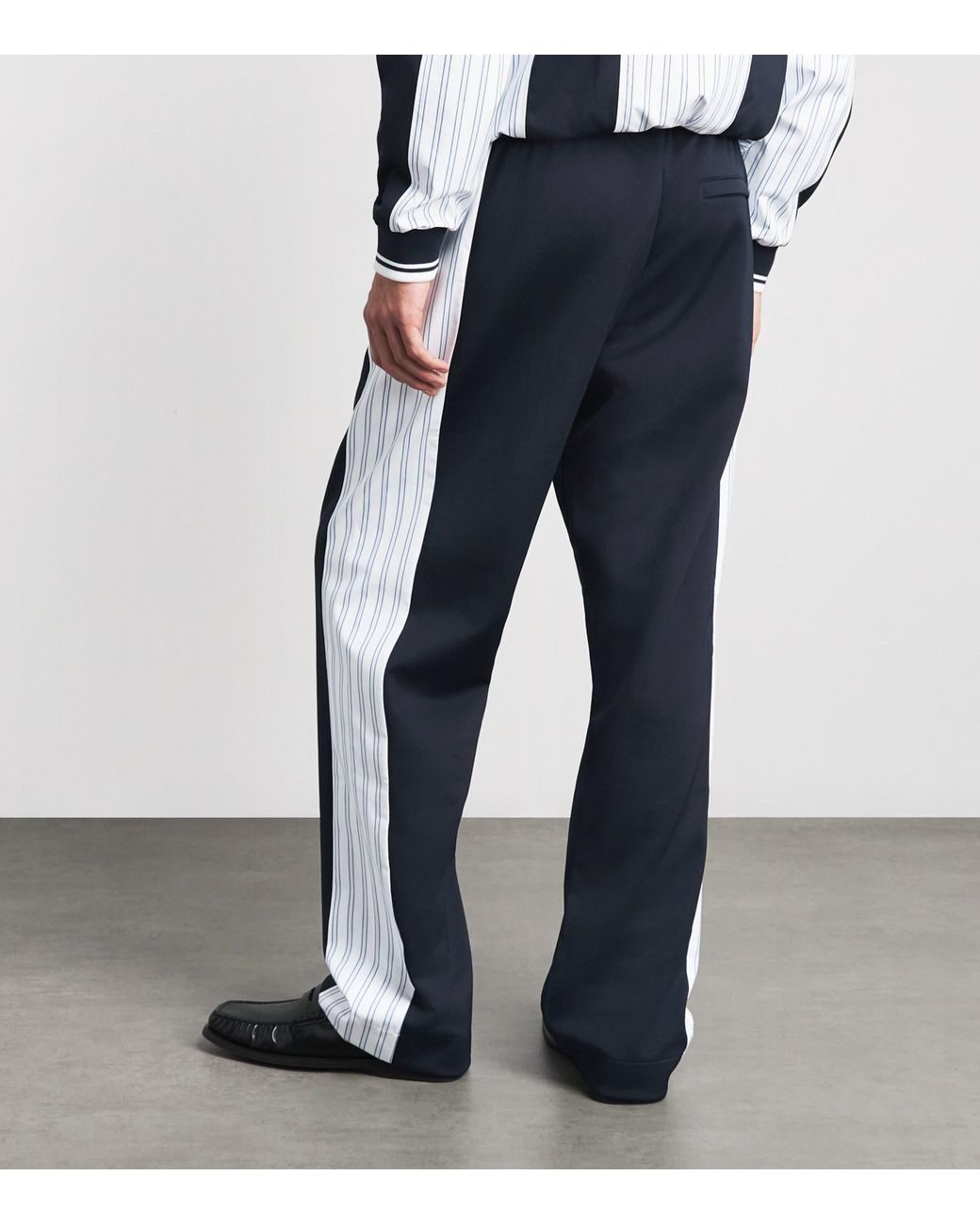 Casablanca Blue Cotton Pinstripe Panelled Track Trousers for men