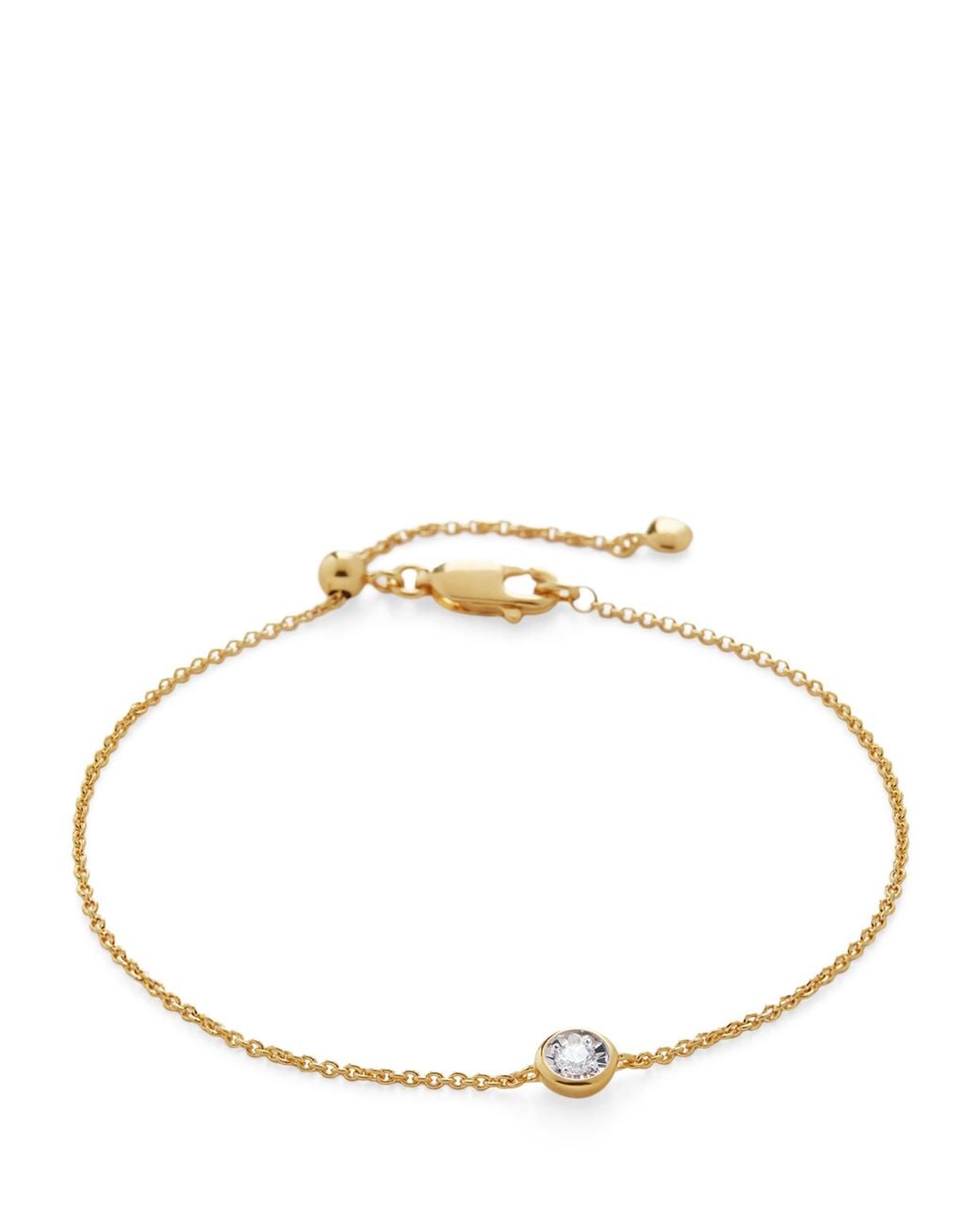 Monica Vinader Metallic Vermeil And Diamond Essentials Solitaire Chain Bracelet
