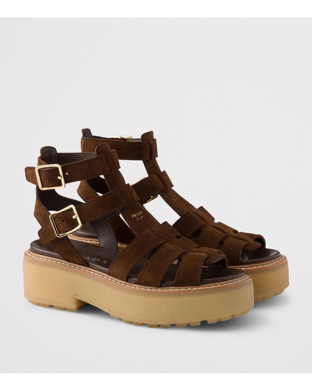 Prada Brown Suede Gladiator Sandals 55