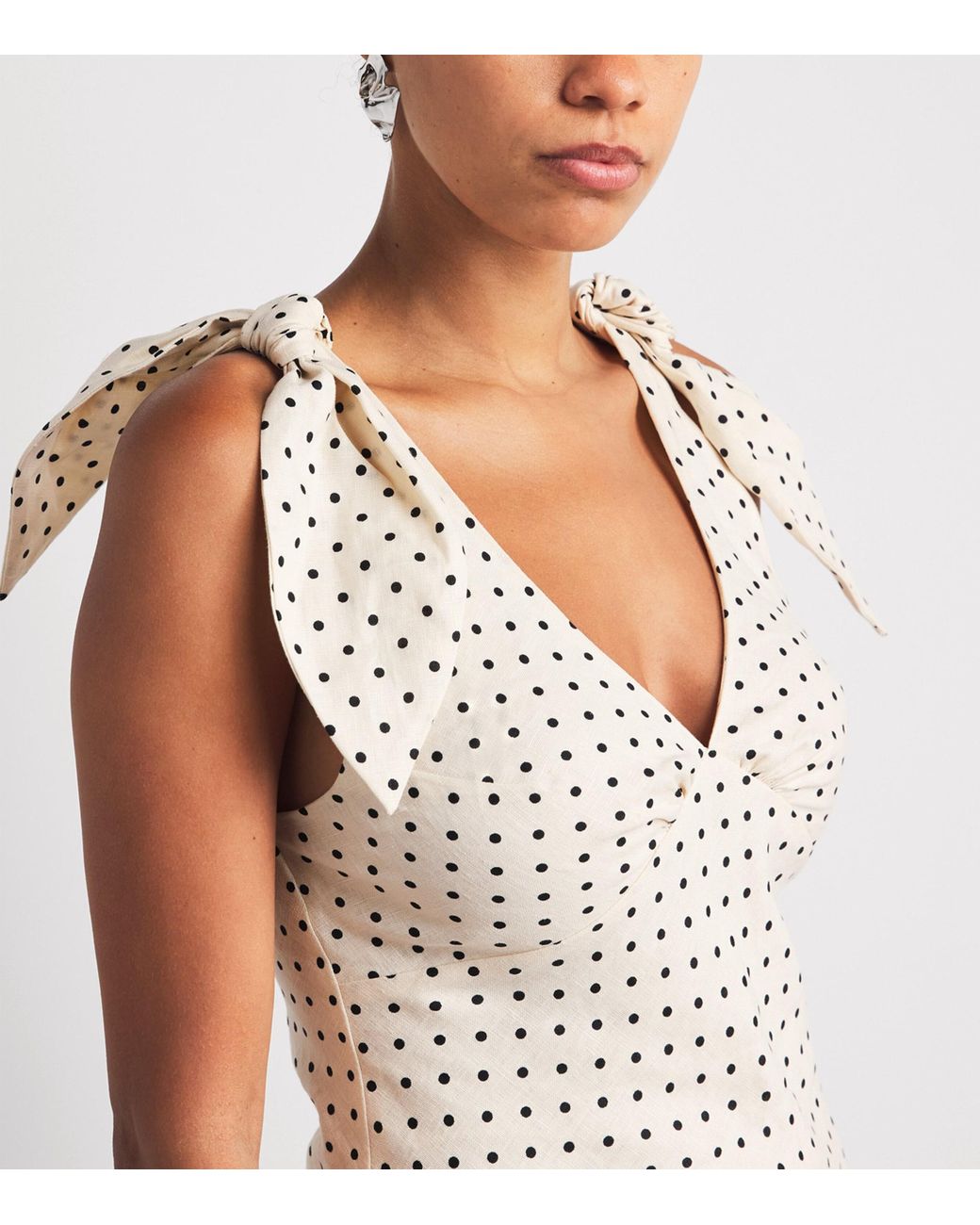 Faithfull The Brand White Linen Polka-Dot Solana Maxi Dress