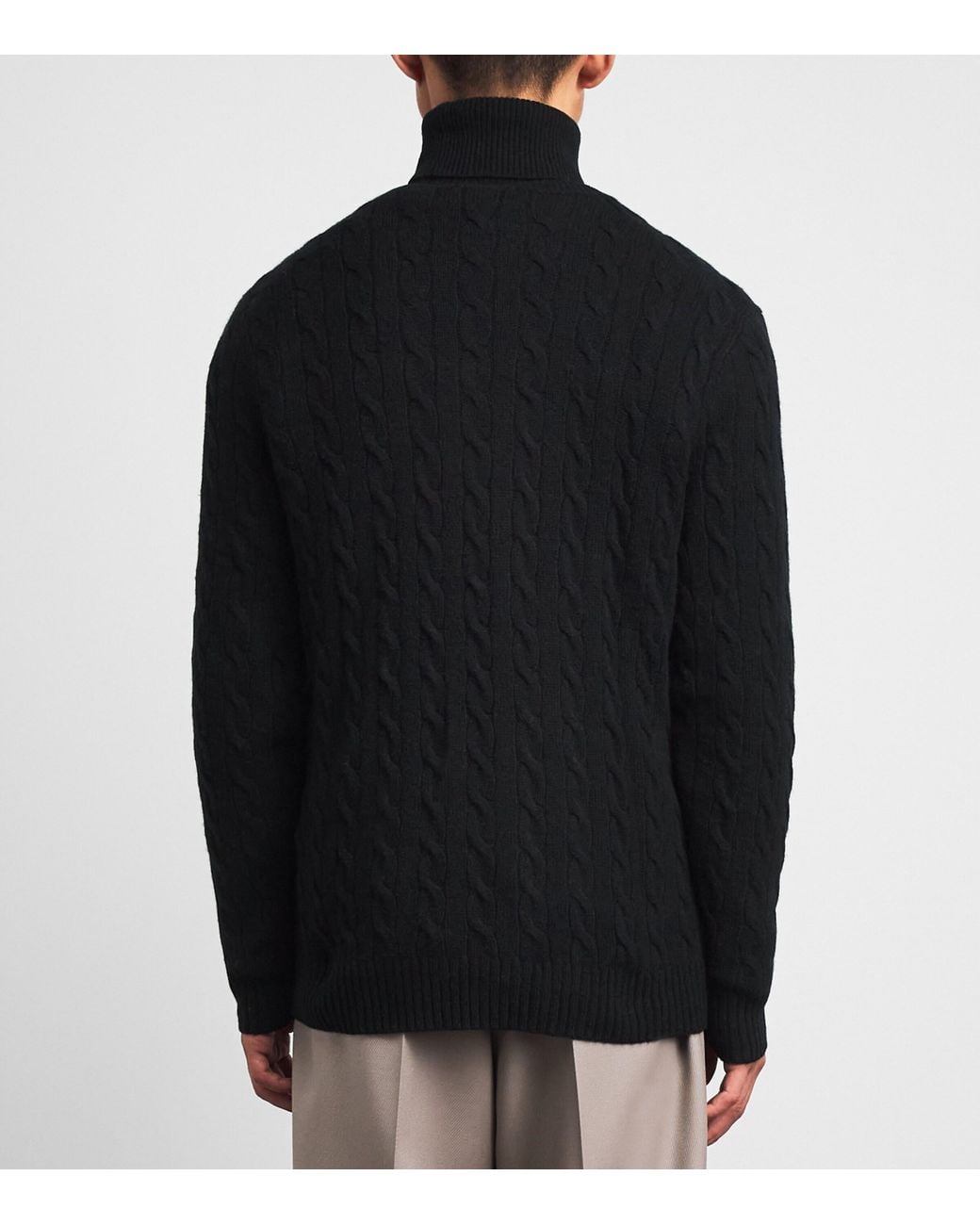 Polo Ralph Lauren Black Wool-Cashmere Cable-Knit Rollneck Sweater for men