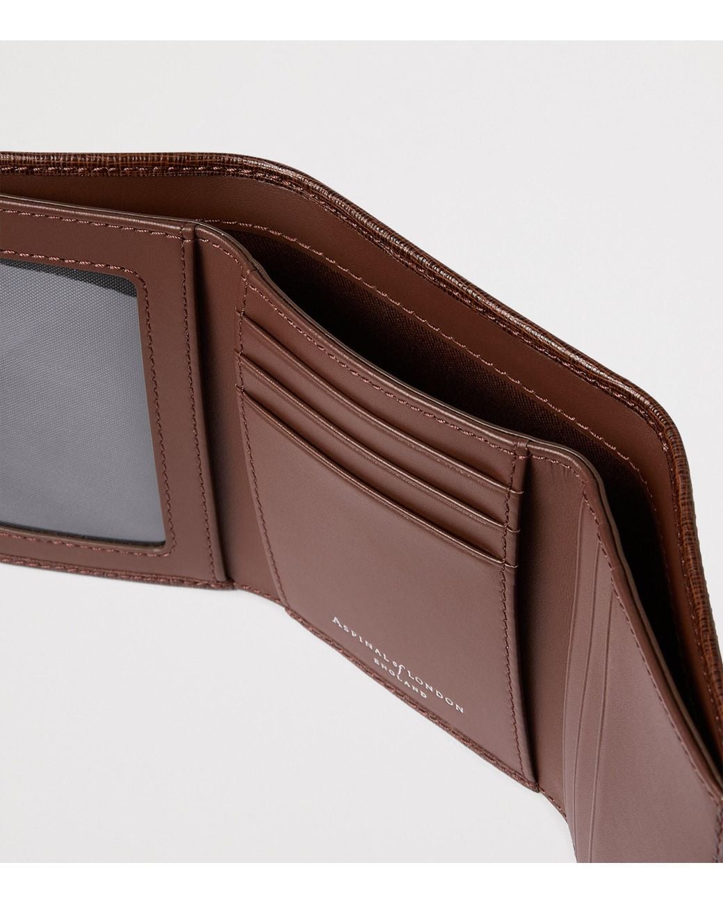 Aspinal Brown Leather Trifold Wallet for men