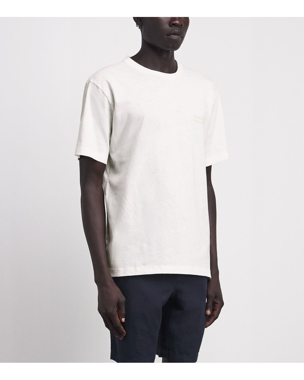 Frescobol Carioca White Cotton-Linen Dinis T-Shirt for men