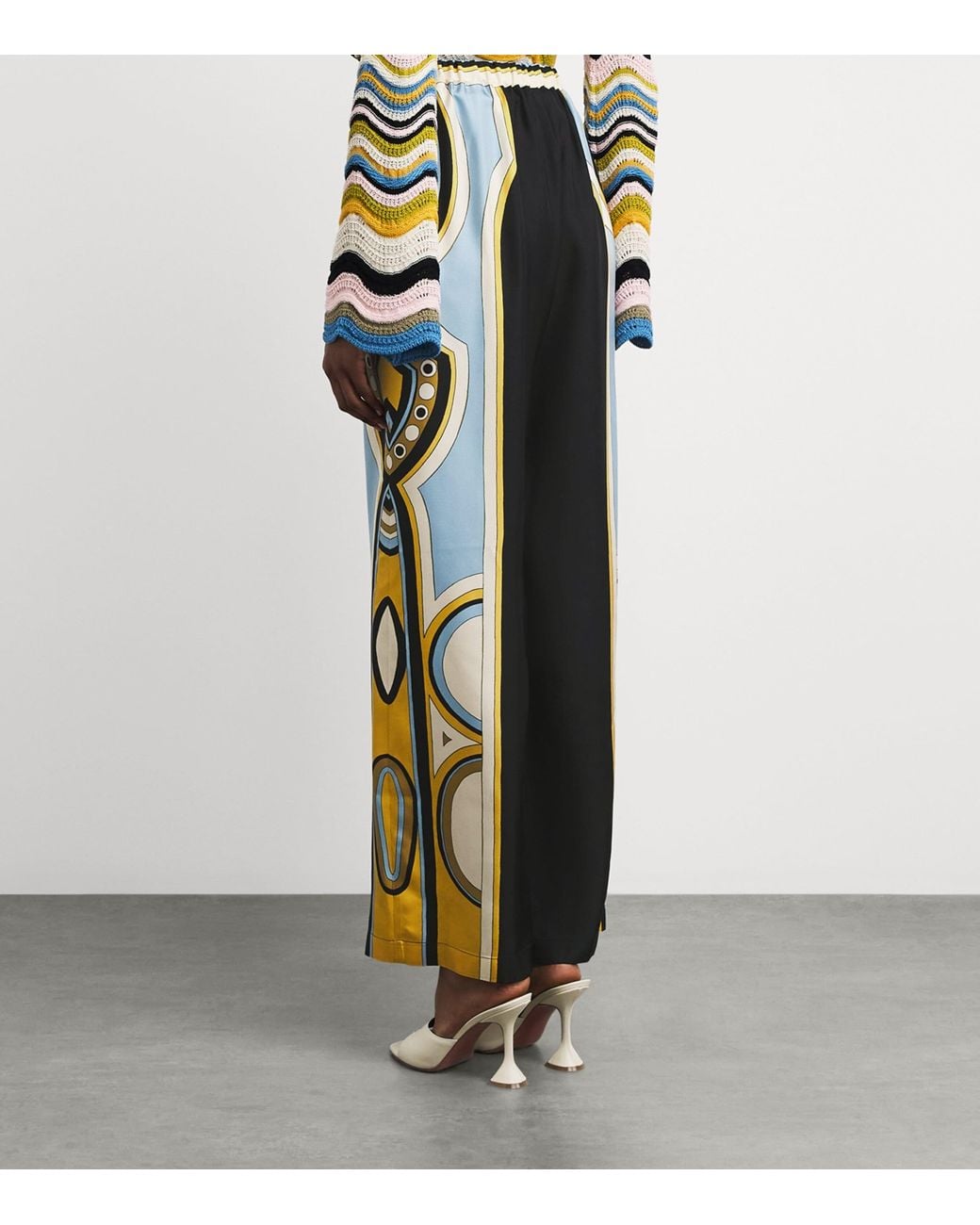 LaDoubleJ Blue Silk Club Wide-Leg Trousers