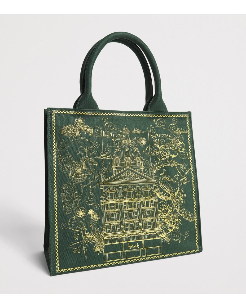 Harrods Green Small Building Shopper Bag