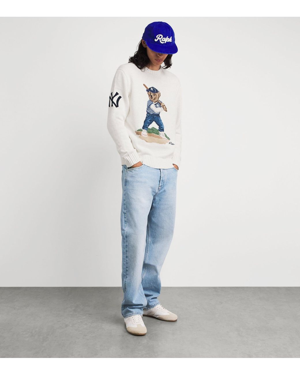 Polo Ralph Lauren White Linen-Cotton Polo Bear Sweater for men