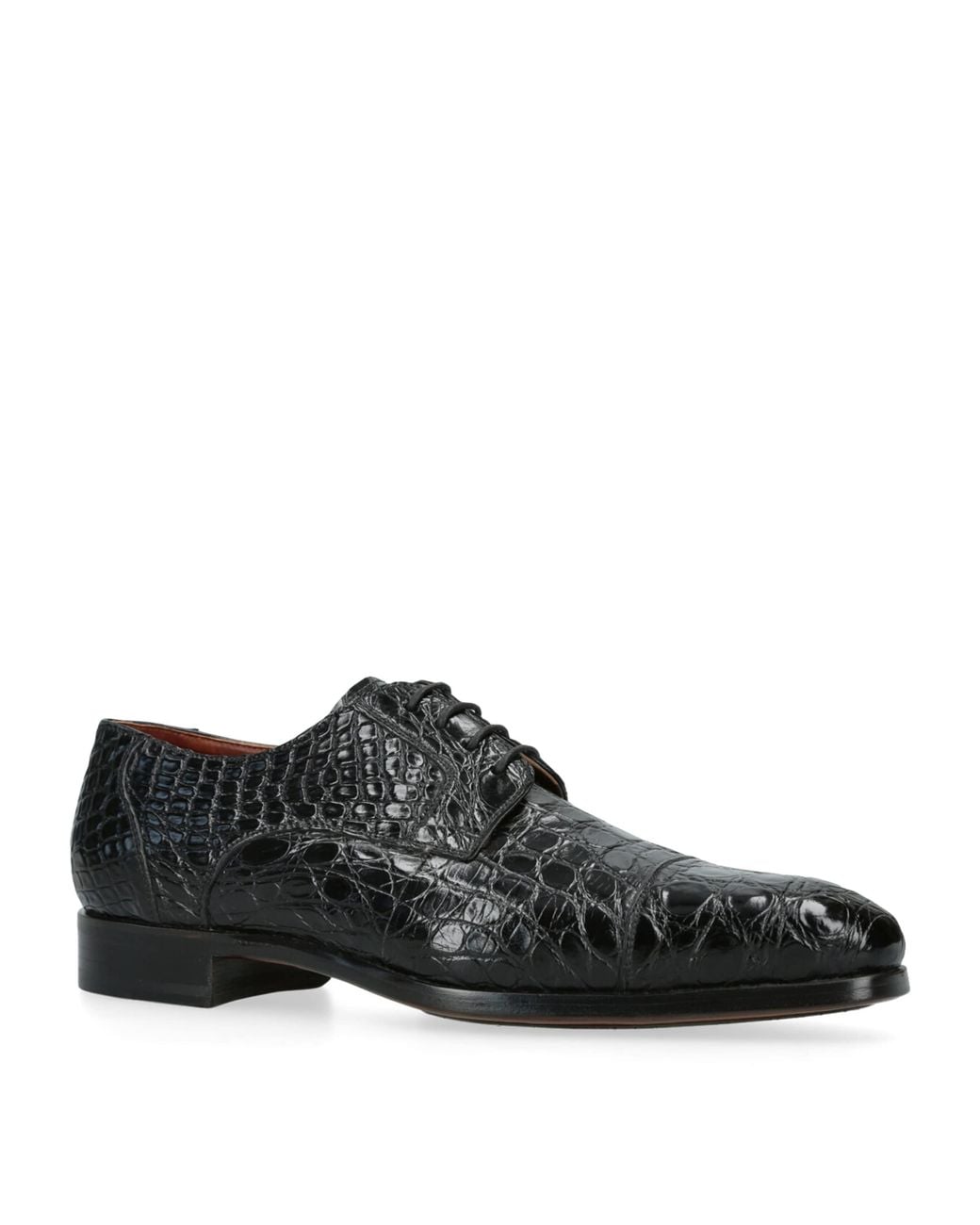Magnanni Shoes Black Crocodile Leather Oxford Shoes for men