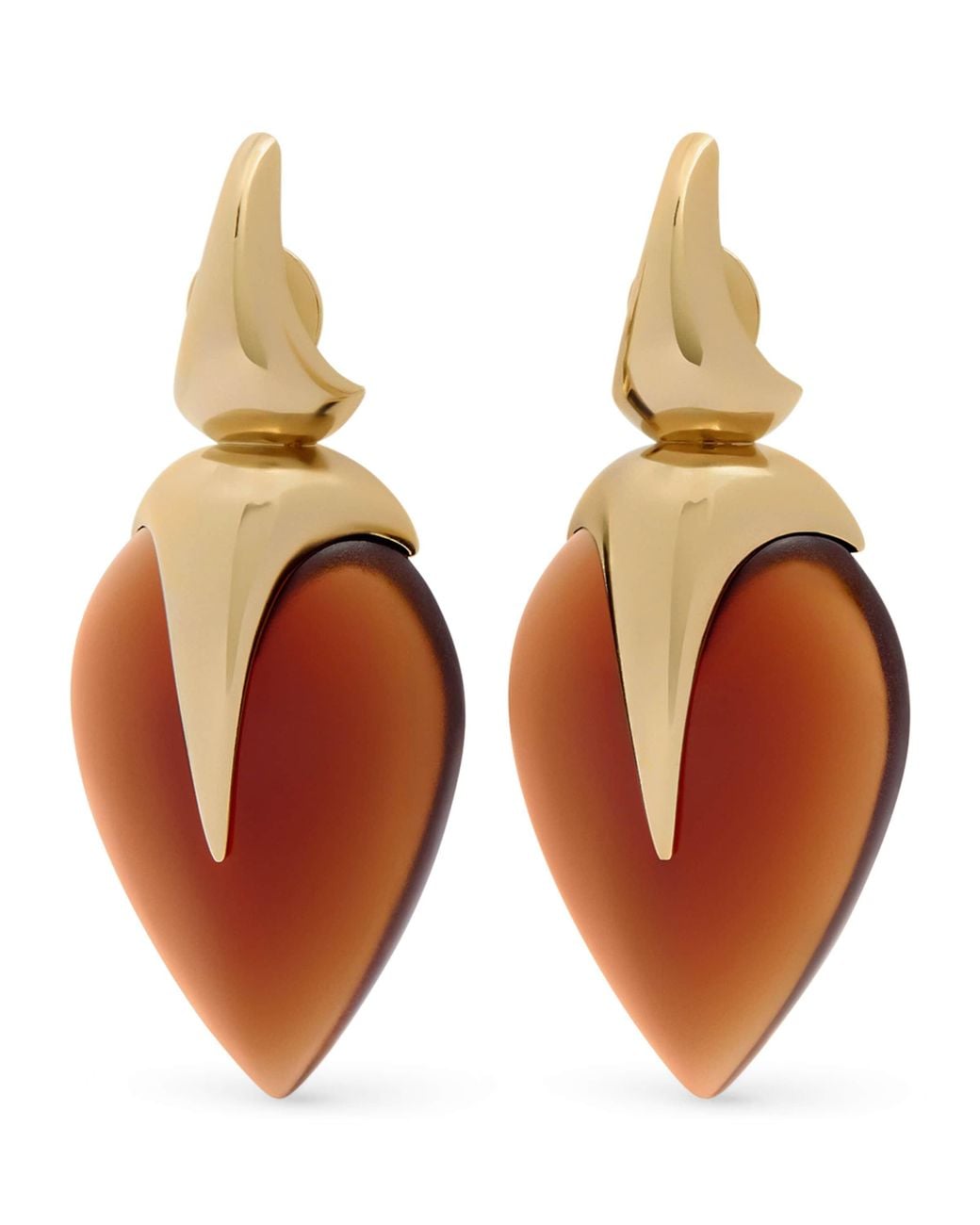Givenchy Brown Heartwood Stud Earrings