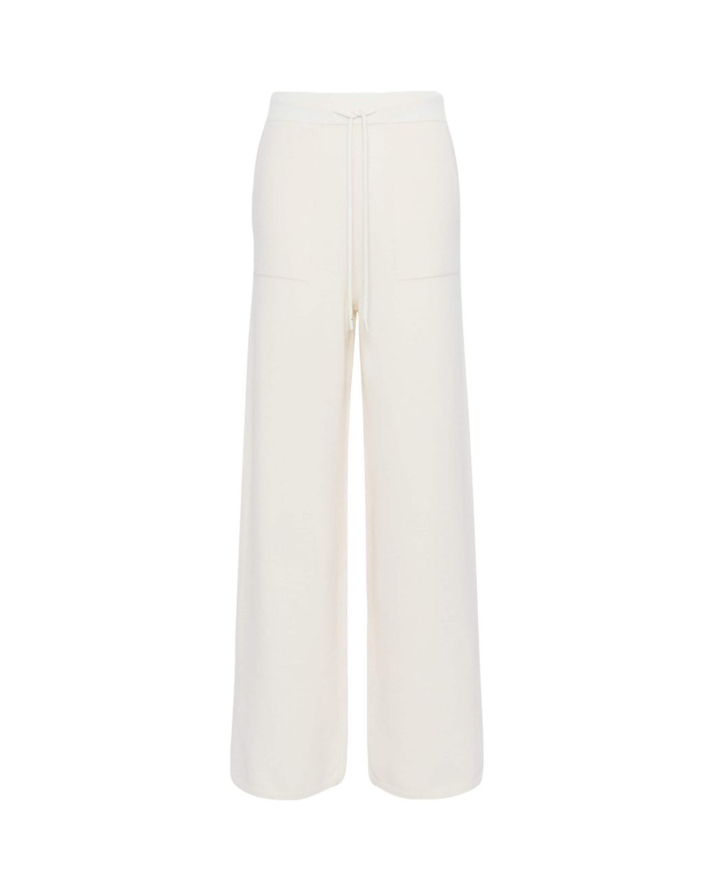 Max Mara White Cashmere Drawstring Trousers