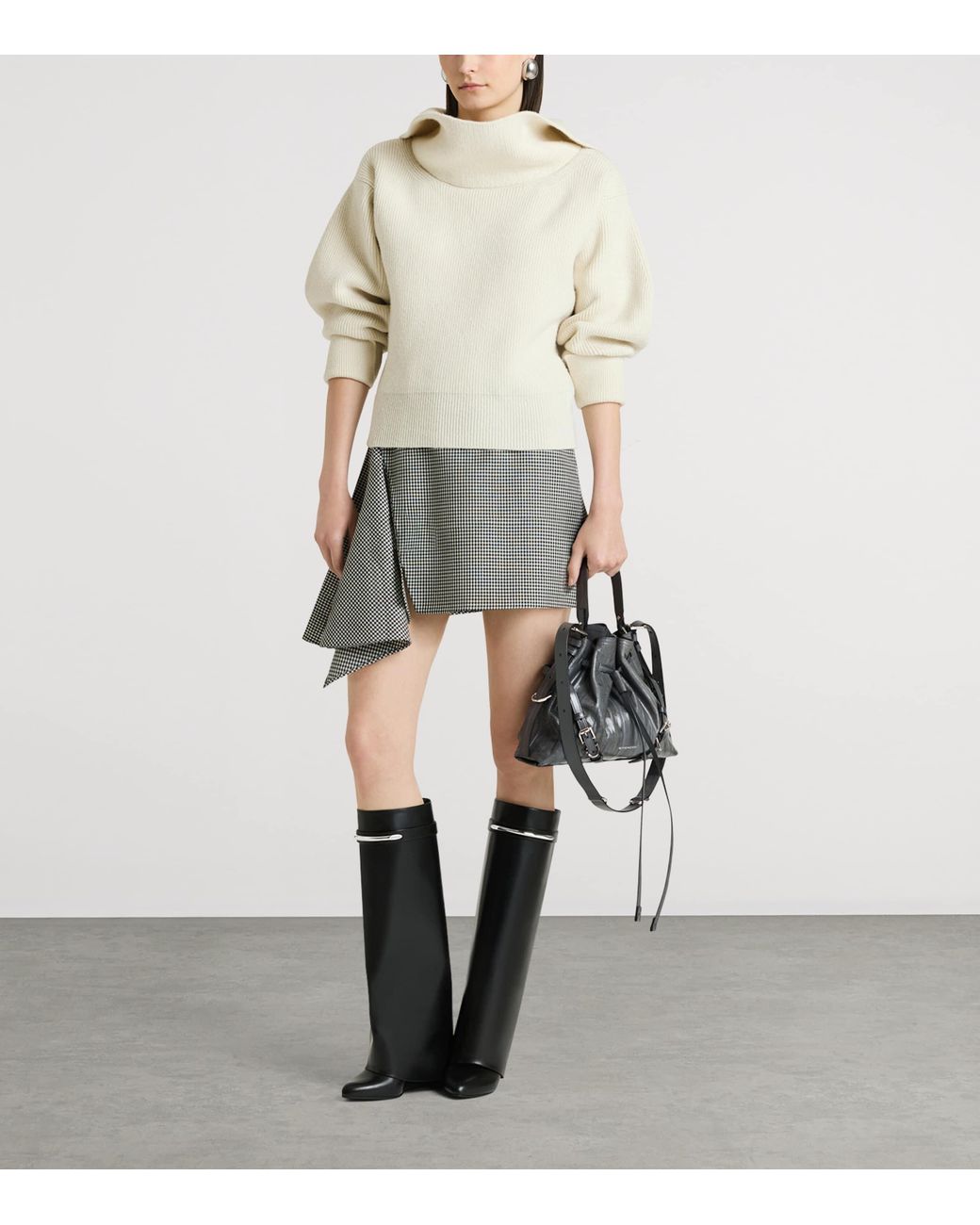 Givenchy Black Leather Shark Knee-High Boots