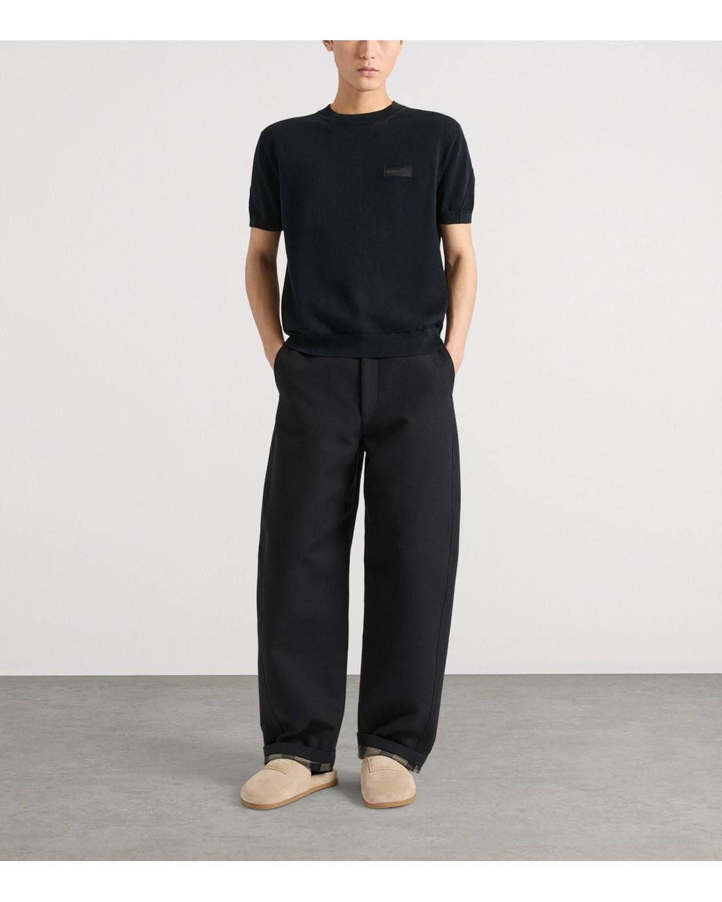 Givenchy Black Cotton Logo-Tab T-Shirt for men