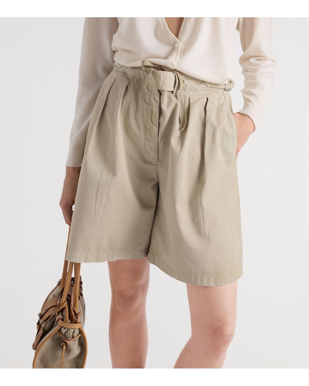 Prada Natural Cotton Gabardine Shorts