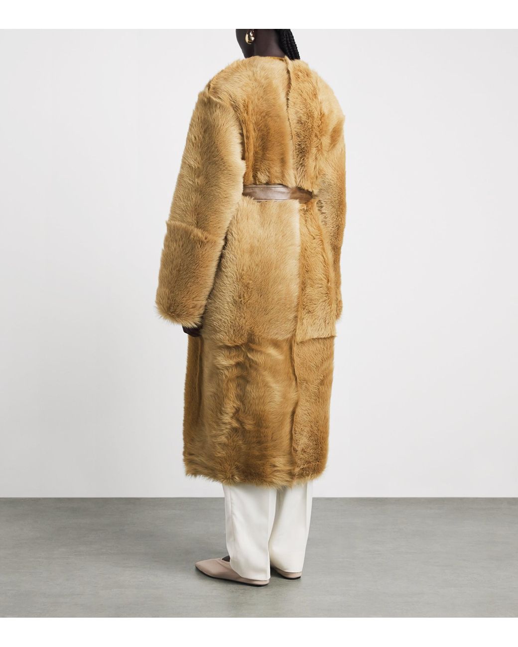 FFORME Natural Reversible Camel Shearling-Leather Coat