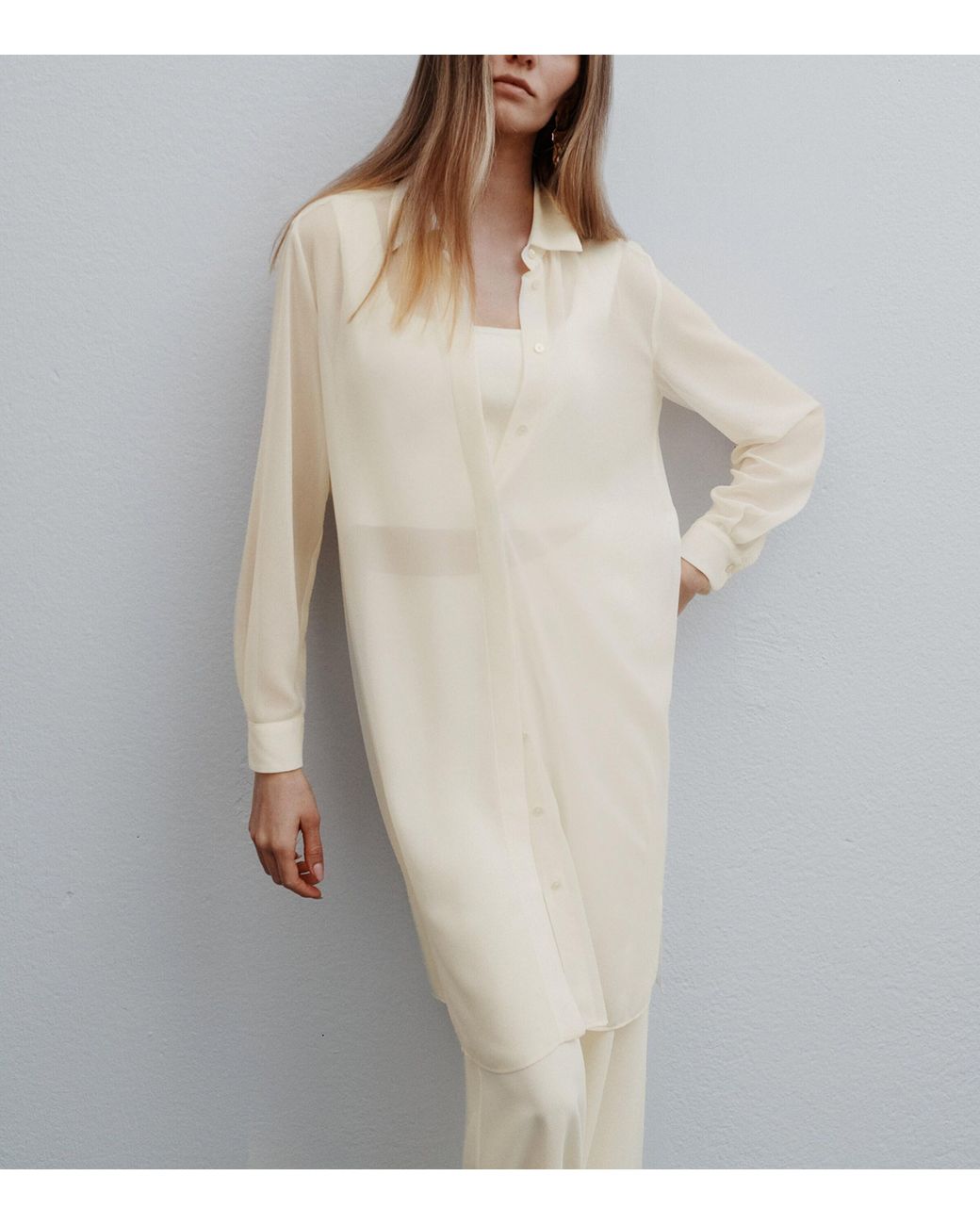 Marella White Long Georgette Shirt
