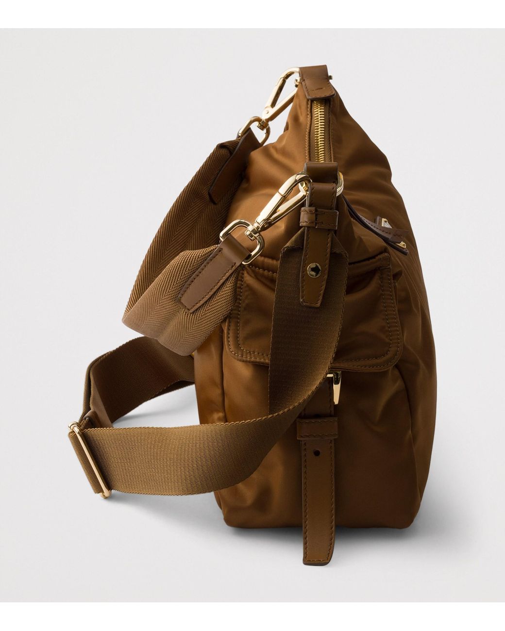 Prada Brown Large Re-Nylon And Leather Explore Shoulder Bag