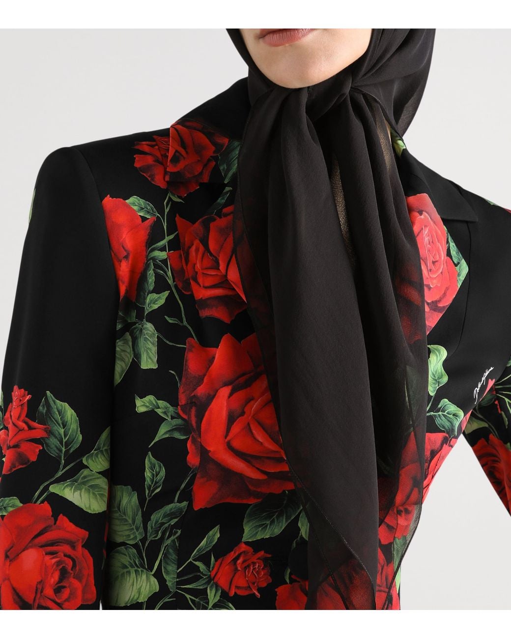 Dolce & Gabbana Red Silk-Blend Floral Print Blazer