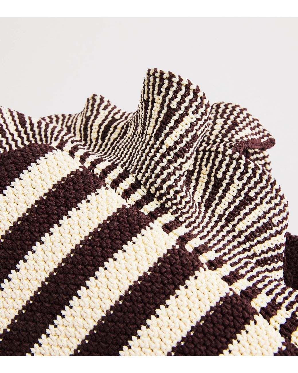 Sandro White Crochet Stripe Tote Bag