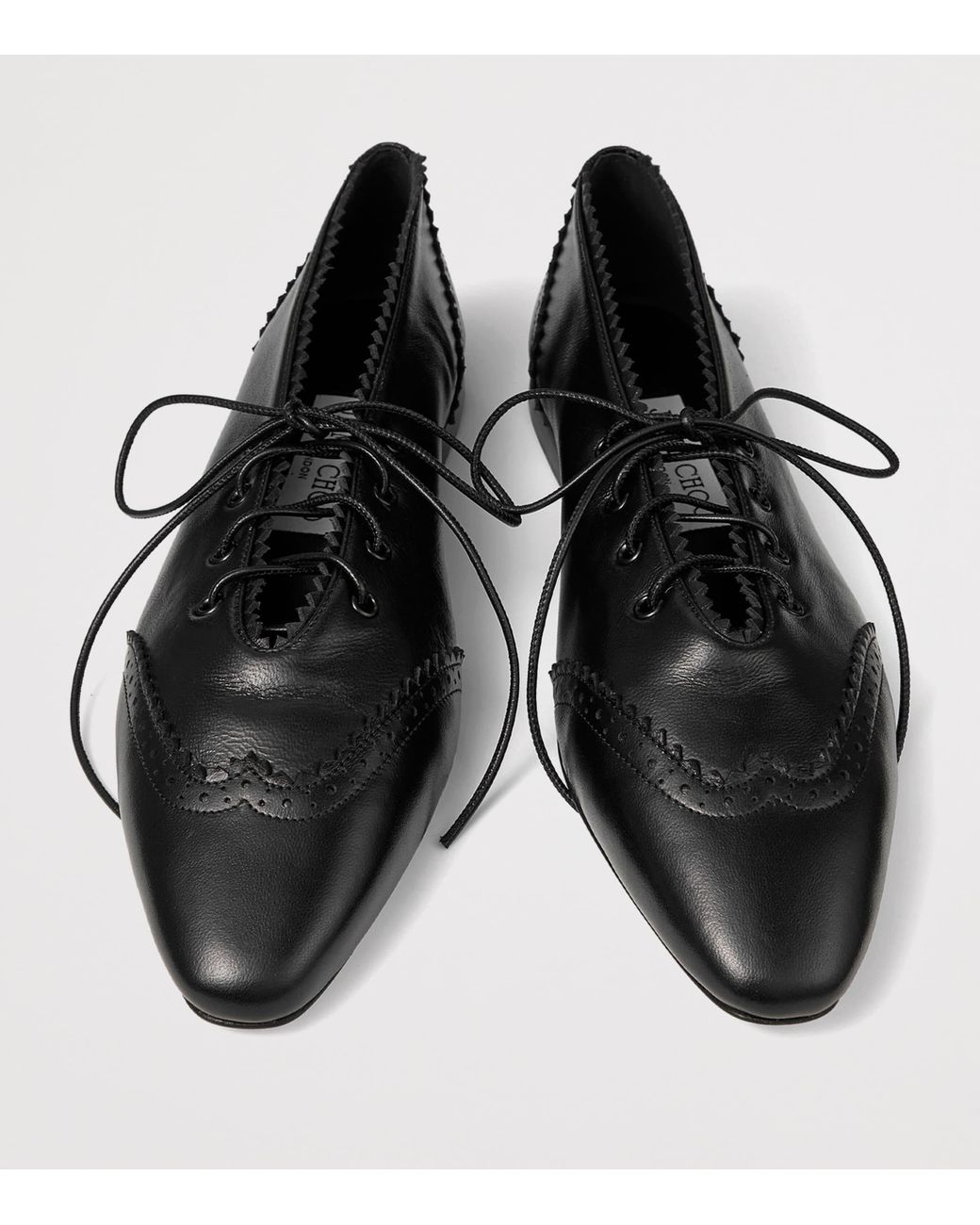 Jimmy Choo Black Margot Leather Lace-Up Flats