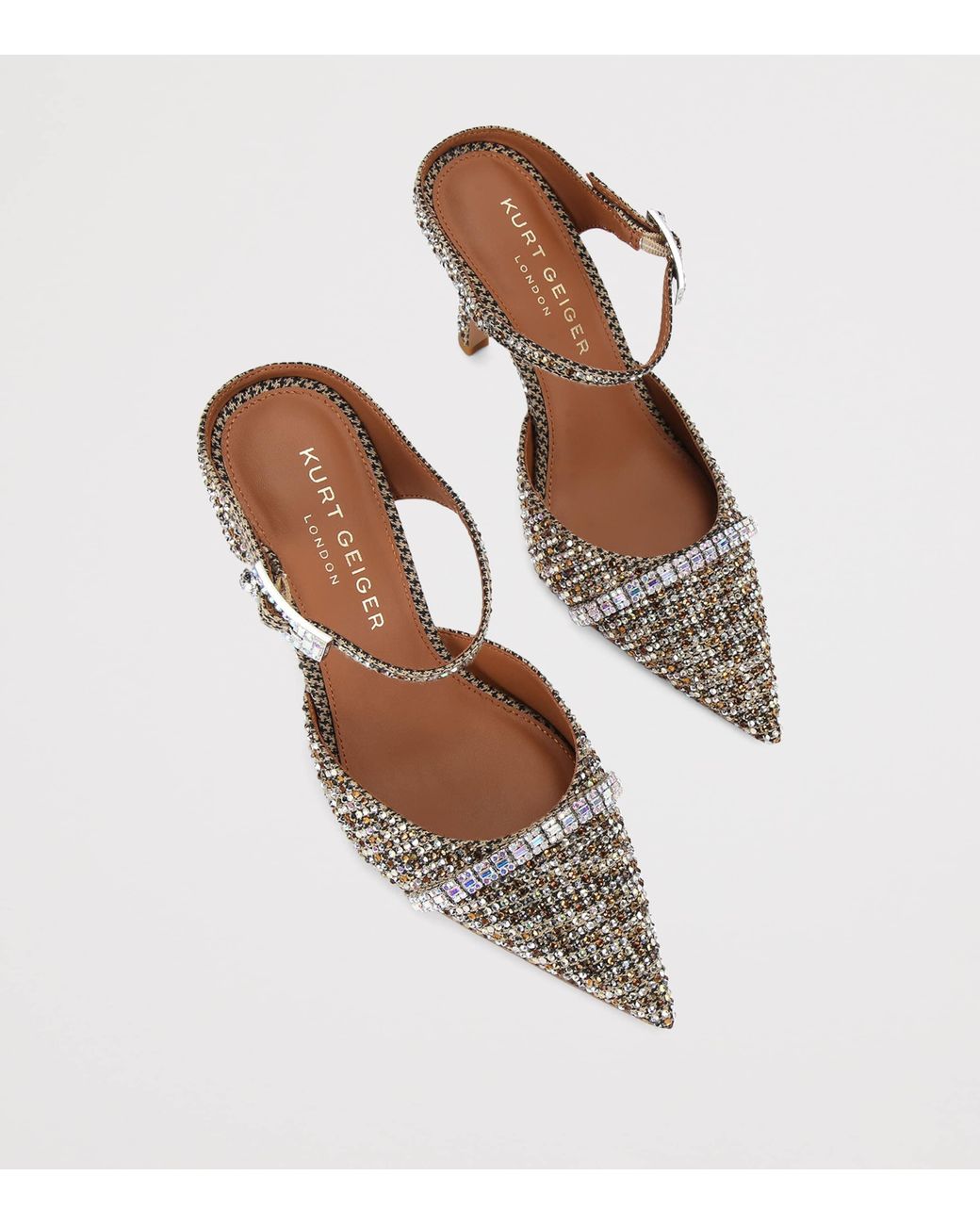 Kurt Geiger Metallic Embellished Strass Point Mules 90