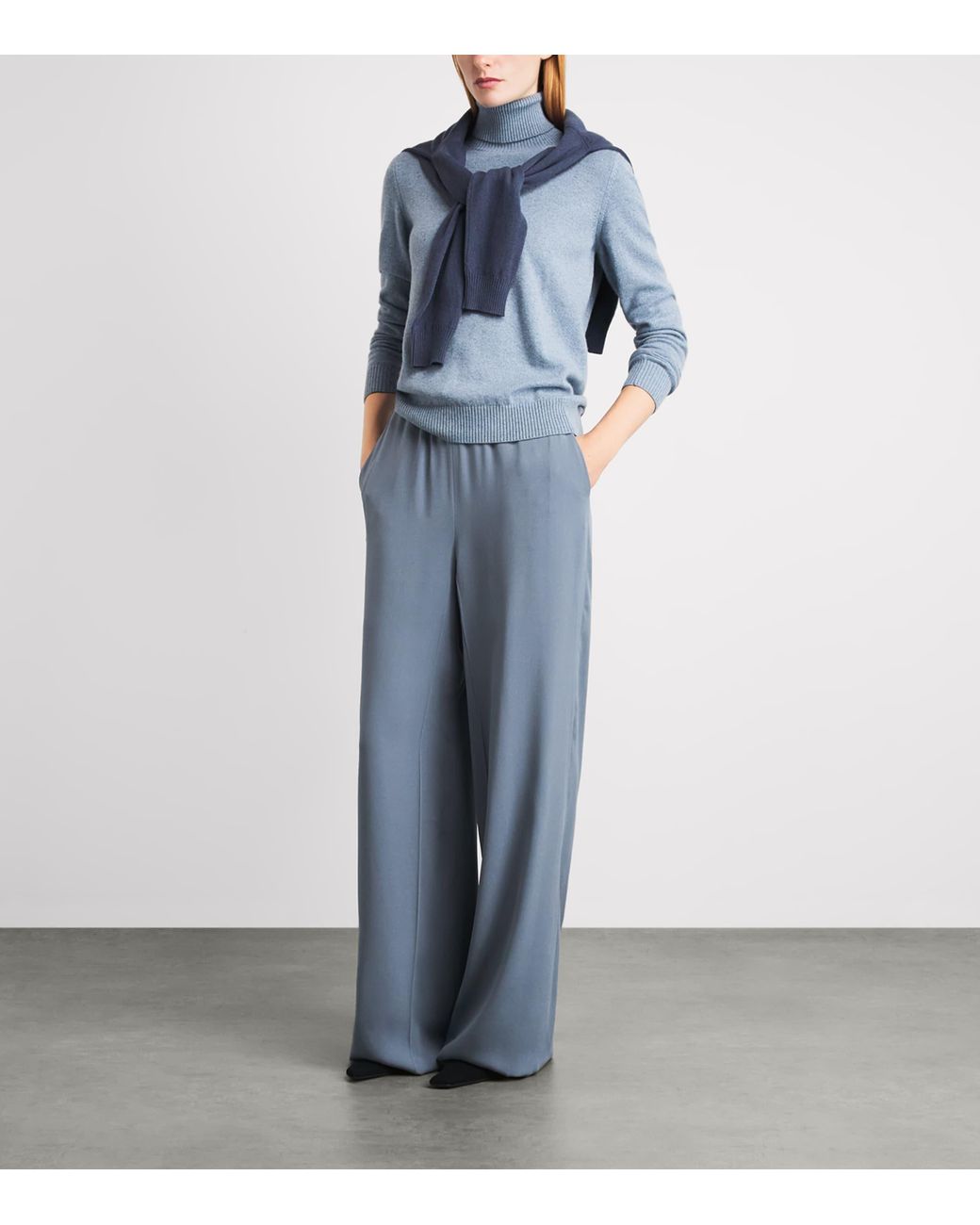 Agnona Blue Drawstring Wide-Leg Sweatpants