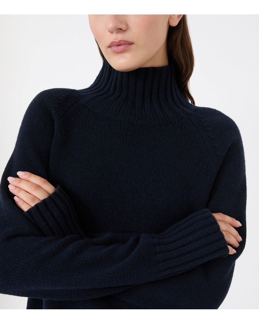 Max Mara Blue Wool-Cashmere High-Neck Sweater