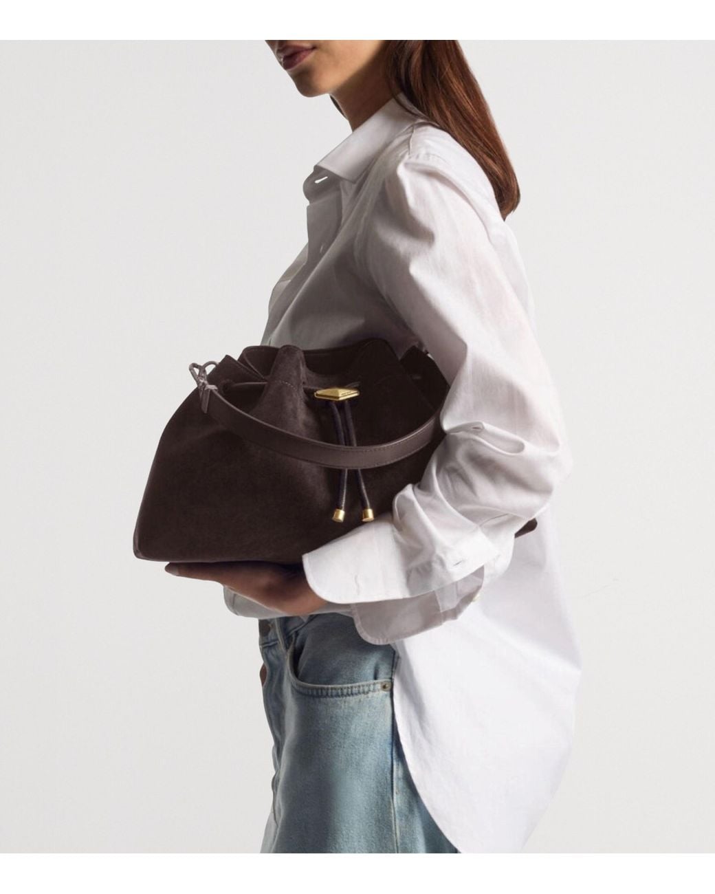 Jimmy Choo Brown Medium Cinch Suede Shoulder Bag