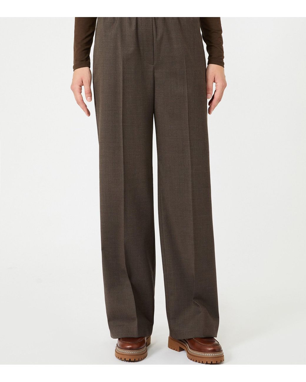 Weekend by Maxmara Brown Wool-Blend Straight Trousers