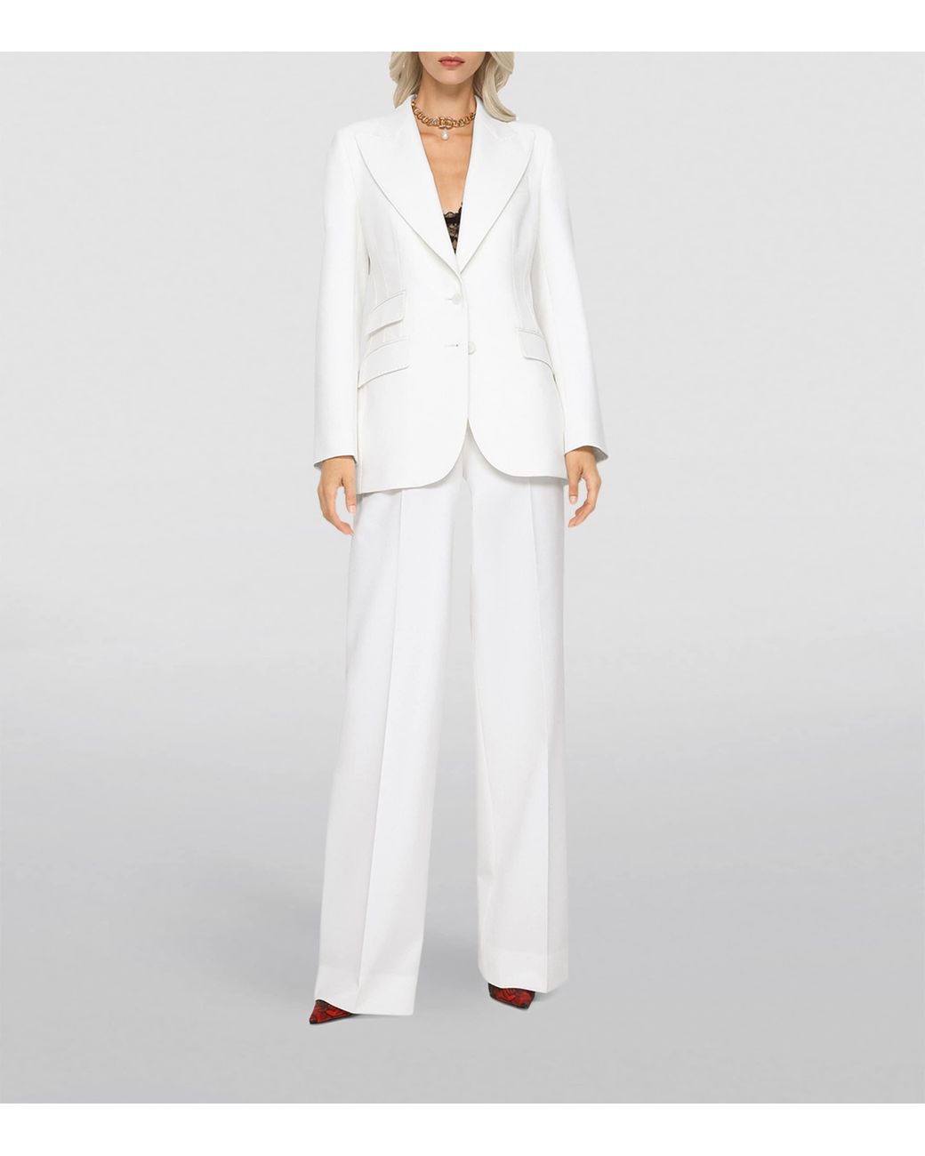Dolce & Gabbana White Single-Breasted Blazer